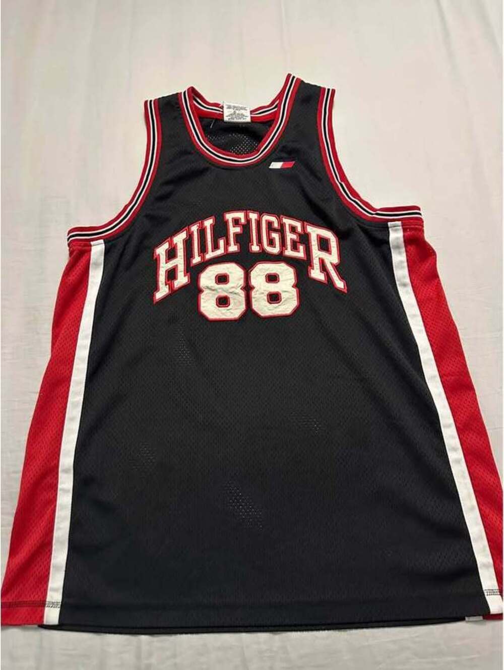 Vintahe Tommy Hilfiger 88 Black Mesh Basketball Jersey Used Good Mens Size XL